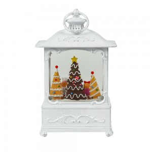 MELODY custom made resin Gingerbread Xmas tree Scene Pre Lit Glitter water Christmas Lantern snow globe