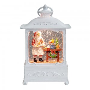 Palasitika ta'ita'i vai vai feilafi resin Santa vaaiga Kerisimasi Lantern Snow teuteuga lalolagi