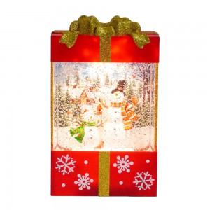 LED iftiimay Xmas noel Snowman biyo dhaldhalaalaya Gift Box globe barafka Christmas