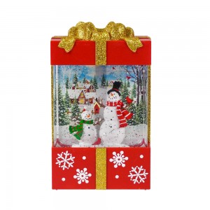 LED illuminated Xmas noel snowman water glitter spinning Gift Box Christmas snow globe