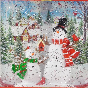 LED illuminated Xmas noel snowman water glitter spinning Gift Box Christmas snow globe