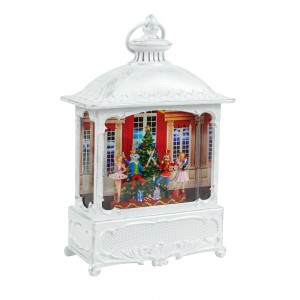 Melody LED resin nutcracker parti golygfa Swirling Glitter dŵr nyddu Nadolig eira addurniadau glôb llusern