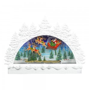 MELODY LED Swirling Glitter cob ya Santa Sleigh Dej Spinning arch Candle Lantern Christmas daus ntiaj teb