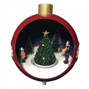 Plastic Indoor Dekor Red animéierten Xmas Snowball Tree Szen opzemaachen musikalesch Chrëschtdag Ornament