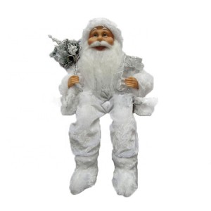 Wholesale fur shoe Lutting Santa Claus 40 CM Indoor Christmas Decoration with mistletoe bag