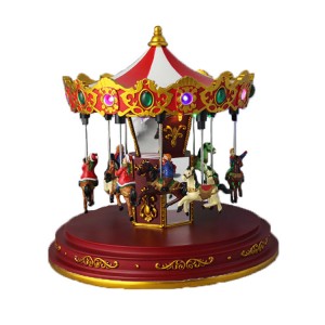 ფესტივალი Polyresin Santa Clause Carousel საშობაო დეკორაცია მუსიკალური ყუთით