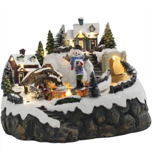 Mofuthu o mosoeu Led light snow village scene polyresin christmas Mokhabiso