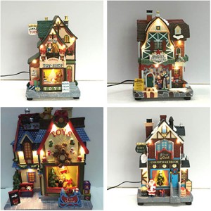 Delicate design christmas nativity wood house with kids/santa/store