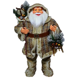 Figura de pare de Nadal dempeus de 80 cm, Noel de plàstic personalitzat Decoració de Nadal de mida gran amb roba de peluix