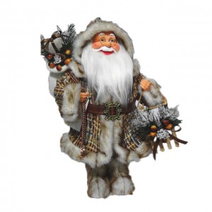 Wholesale Seasonal decor 40 cm rustic fabric Standing Santa Claus Christmas figure with knitted Jacket