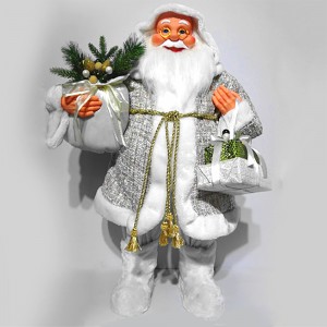 Трговија на големо White noel 60 cm Стоечка ткаенина Дедо Мраз внатрешен Божиќен декор