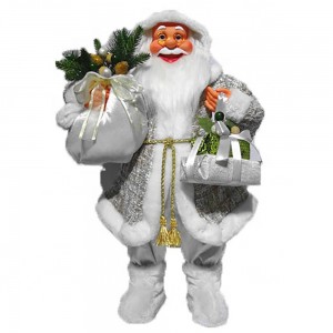 Atacado branco noel 60 cm tecido de pé papai noel estatueta de decoração de natal interior