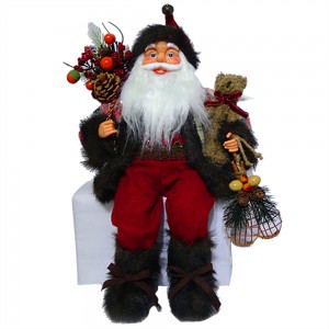 Traditionell Xmas Dekor Europäesche Stil Chinese Fournisseur 60 cm Stoff Standing Chrëschtdag Papp mat Mistelbeutel Sak