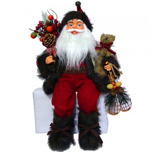 Traditionell Xmas Dekor Europäesche Stil Chinese Fournisseur 60 cm Stoff Standing Chrëschtdag Papp mat Mistelbeutel Sak