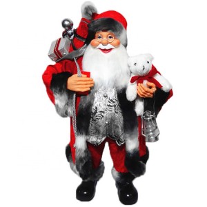 China Supplier dako nga daan nga uso nga dekorasyon sa Pasko 80 cm Plastic noel Nagbarug nga Santa Claus nga monyeka sa kolor nga panapton nga panapton