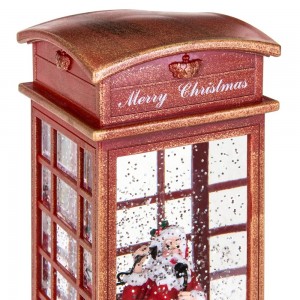 Melody Telephone Booth Santa Led Glittering Water Spinning snow globe Christmas decoration