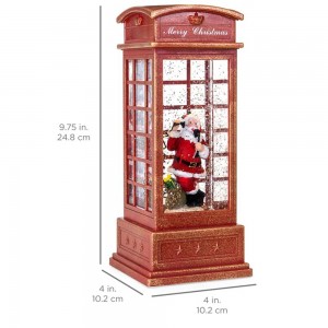 Melody Telephone Booth Santa Led Glittering Water Spinning snow globe Christmas decoration