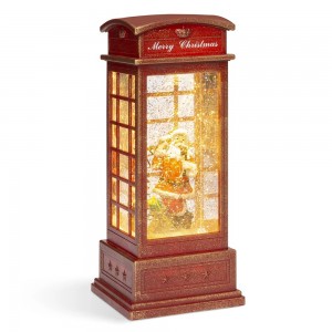 Melody Telephone Booth Santa Led Glittering Water Taamilomilo kiona globe Teuga Kerisimasi