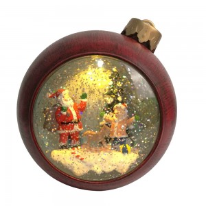 Seasonal Led light up Xmas Santa and kid scene ball shaped Christmas Swirling glitter snow globe for indoor ornament