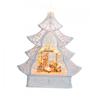 MELODY résin nativity pamandangan Swirling Glitter LED tangkal Natal cai Lantern Natal salju dunya