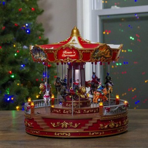 Амазонка гарм фурӯши 14in noel Led равшанӣ Rosies Carousel Revolving Decor Мавлуди бо қуттии мусиқӣ