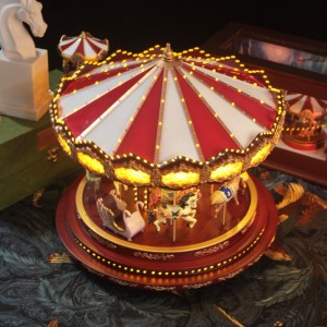 Deluxe Christmas Gift  amusement park Led Red Carousel Music Box Animated Indoor Christmas Decoration