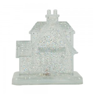 New arrive Wholesale noel Xmas decor BO Illuminated Crystal Acrylic water spinning Christmas village