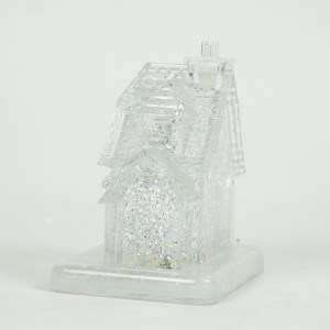 New arrive Wholesale noel Xmas decor BO Illuminated Crystal Acrylic water spinning Christmas village