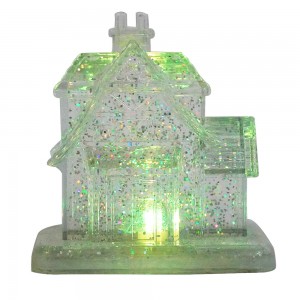 New arrive Wholesale noel Xmas decor BO Illuminated Crystal Acrylic water spinning Christmas village