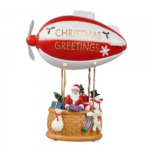 មកដល់ថ្មី Melody Creative rotating Led Xmas scene resin airship figurine Christmas decoration for the seasonal gift