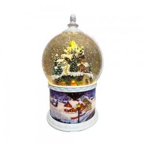 Bagong dating noel seasonal decor Plastic Big size Xmas Village scene Led water glitter spinning Christmas snow globe