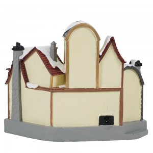 Siop deganau cyfanwerthu gyda golygfa anrhegion cylchdroi Led Illuminated Christmas village house with 8 Christmas songs