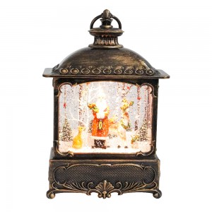 Lanterne LED en Bronze Antique, style traditionnel de noël, doré, tourbillonnant, scène féerique du père noël, boule à neige de noël