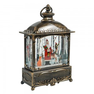 Lanterne LED en Bronze Antique, style traditionnel de noël, doré, tourbillonnant, scène féerique du père noël, boule à neige de noël