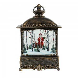 Lanterne LED en Bronze Antique, style traditionnel de noël, doré, tourbillonnant, scène féerique du père noël, boule à neige de noël