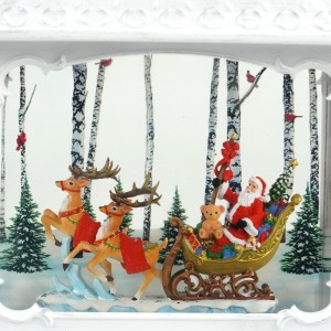 LED Resin Xmas Santa Sleigh Scene manjelanjelatra mihodinkodina rano fanilo Krismasy lanezy globe