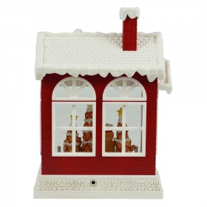 MELODY LED resin ginger bread house scene giltter swirling water lantern Christmas snow globe