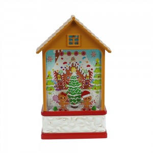 MELODY LED lampu resin Swirling Glitter Gingerbread house Xmas scene Swirling Glitter Natal Lantern Snow globe