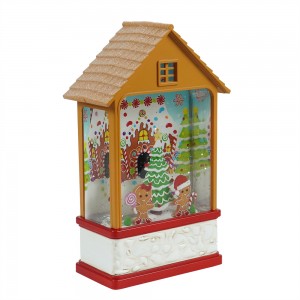 MELODY LED განათება ფისოვანი Swirling Glitter Gingerbread House საშობაო სცენა Swirling Glitter საშობაო ფარანი თოვლის გლობუსი