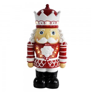 Melody osunwon Alabọde iwọn Polyresin nutcracker titunse pẹlu ina LED