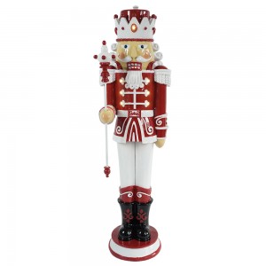 Melody Wholesale Kirihimete waho & roto whakapaipai polyresin nutcracker ki Led rama