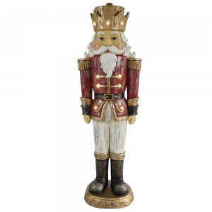 Xmas saisonal Dekor Grouss Gréisst Polyresin Nutcracker mat LED Luucht