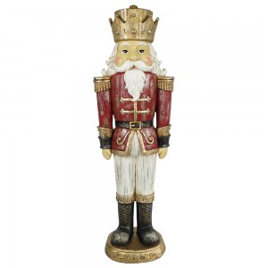 Addurn tymhorol y Nadolig Polyresin Nutcracker maint mawr gyda golau dan arweiniad