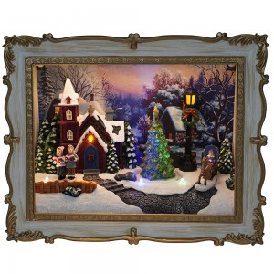 [Kopyahin] Custom Musical Led photo frame modeling Christmas scene na may Rotating Christmas Tree table top Christmas indoor ornament