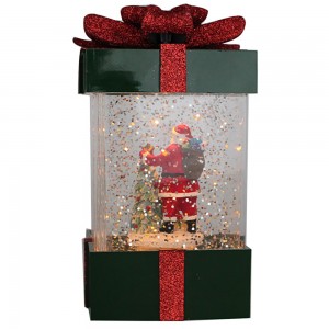 Plastic craft battery operated musical water filled glittering Led lighted decor with Santa inside