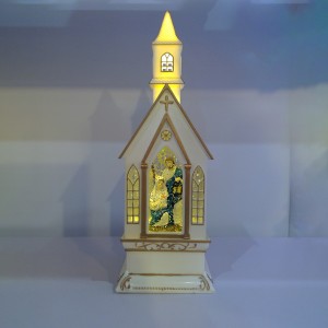 16 ″ H Lighted Musical Carol Scene Spinning Water Church ịchọ mma ekeresimesi