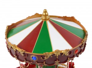 Led Illuminated Xmas holiday decor musical Led Rotating Christmas Carousel with Santa Sleigh