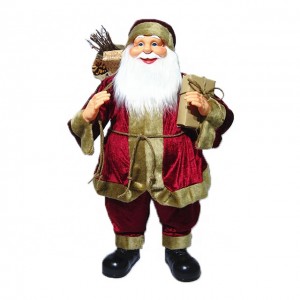 Customized Noel 80 cm ຢາງຂະຫນາດໃຫຍ່ຢືນ Santa Claus ຕົບແຕ່ງວັນຄຣິດສະມາດດ້ວຍກະສອບ