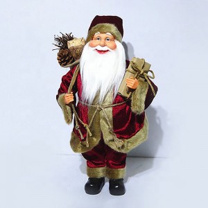 Decorazioni natalizie Statuetta di Babbo Natale in piedi in stoffa di plastica personalizzata all'ingrosso da 60 cm con sacchetto di vischio