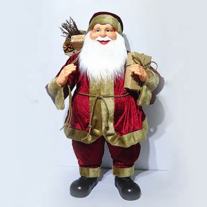 Decorazioni natalizie Statuetta di Babbo Natale in piedi in stoffa di plastica personalizzata all'ingrosso da 60 cm con sacchetto di vischio